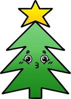 gradient shaded cartoon christmas tree vector