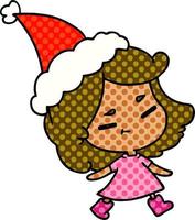 christmas cartoon of kawaii girl vector