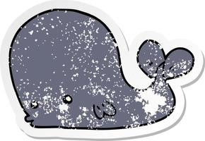 distressed sticker of a cartoon whale vector