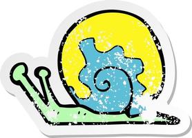 retro distressed sticker of a cartoon snail vector