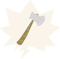 cartoon axe and speech bubble in retro style vector