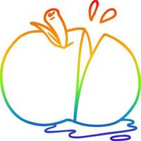 rainbow gradient line drawing cartoon sliced apple vector