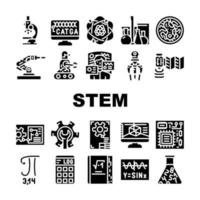 Stem ingeniero proceso y ciencia iconos conjunto vector