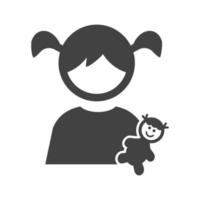 Playing with Doll Glyph Black Icon vector