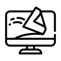 computer screen cleaning wipe line icon vector illustration