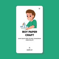 boy paper craft en educación escuela lección vector