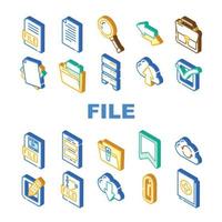 File Computer Digital Document Icons Set Vector