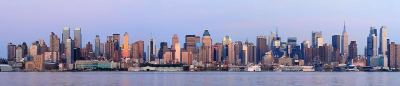 Urban City skyline panorama at dusk photo