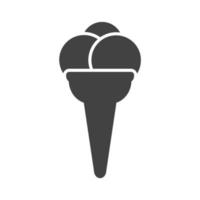 cono de helado glifo icono negro vector