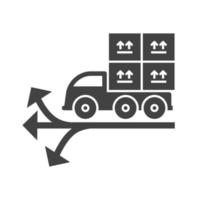 Multiple Delivery Points Glyph Black Icon vector