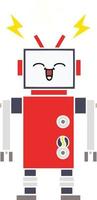 flat color retro cartoon robot vector