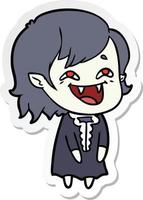 sticker of a cartoon laughing vampire girl vector