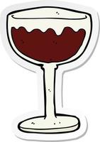 pegatina de una caricatura de una copa de vino tinto vector