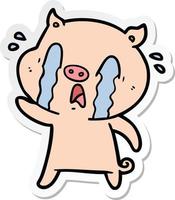 sticker of a crying pig cartoon vector