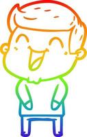 rainbow gradient line drawing cartoon man laughing vector