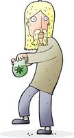 cartoon hippie man with bag of weed vector