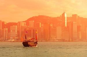 Hong Kong skyline with boats photo