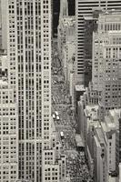 New York City Manhattan street aerial view black and white photo