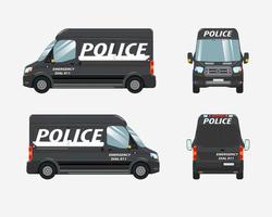 image of a police car van from 4 sides vector