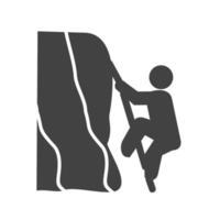 icono de glifo negro de escalada de montaña vector