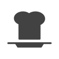 sombrero de chef y placa glifo icono negro vector