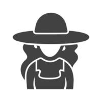 Girl in Casual Hat Glyph Black Icon vector
