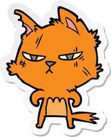 sticker of a tough cartoon cat vector