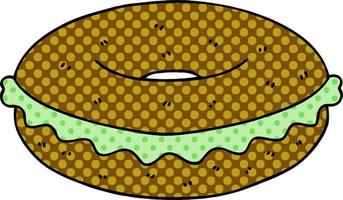 peculiar bagel de dibujos animados al estilo de un cómic vector