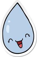 sticker of a cartoon raindrop vector