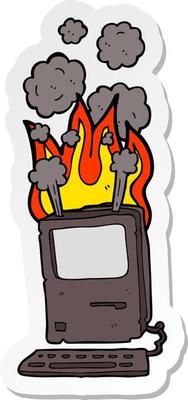 sticker of a cartoon old computer