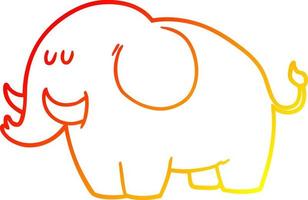 warm gradient line drawing cartoon elephant vector