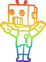 rainbow gradient line drawing cartoon robot vector