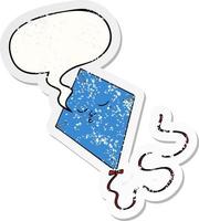 cartoon kite and speech bubble distressed sticker vector