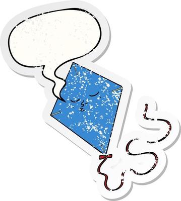 cartoon kite and speech bubble distressed sticker