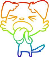 rainbow gradient line drawing cartoon disgusted dog vector