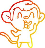 dibujo de línea de gradiente cálido mono loco de dibujos animados