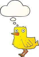 cartoon duck and thought bubble in smooth gradient style vector