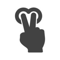 Two Fingers Tap and Hold Glyph Black Icon vector