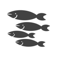 icono negro de glifo de pez pequeño vector
