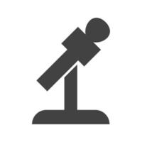 Mic on Stand Glyph Black Icon vector