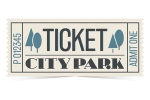 City park entrance ticket template in retro style vector