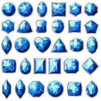 Big set of different types of blue gemstones vector