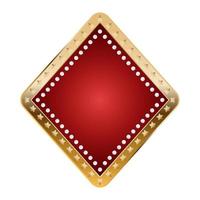 Diamonds card suit icon for casino with gold border, stars and diamonds frame vector