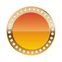 Orange round border with golden frame and diamonds vector