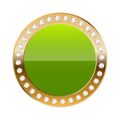 Green round border with golden frame and diamonds