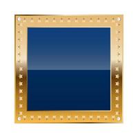 Blue square border with golden frame and diamonds vector