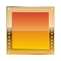 Orange square border with golden frame and diamonds vector