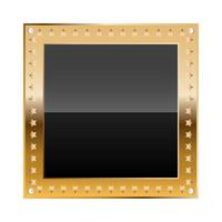 borde cuadrado negro con marco dorado y diamantes vector