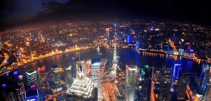 Shanghai night aerial view photo