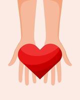 Hands with heart. Flat design. vector